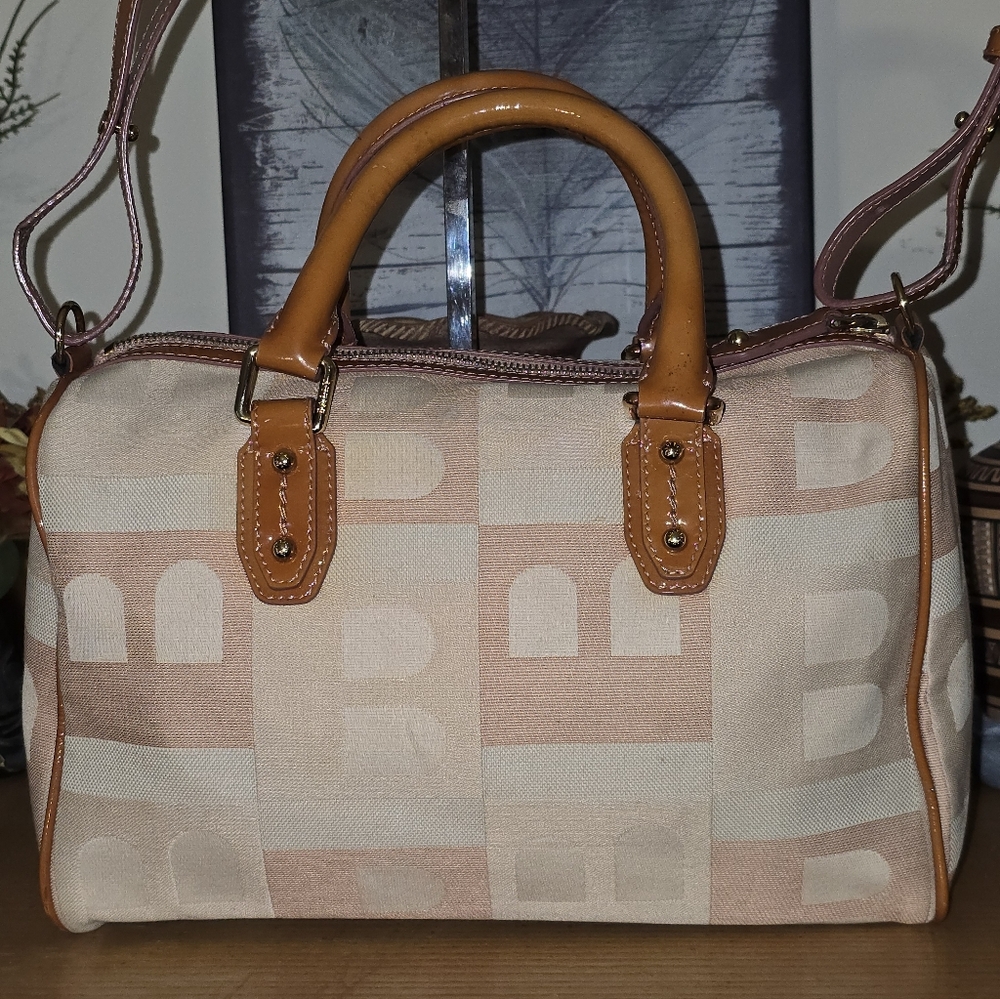 Bally Vintage Canvas 2-Way Boston Satchel W/ Leather Trim. EUC